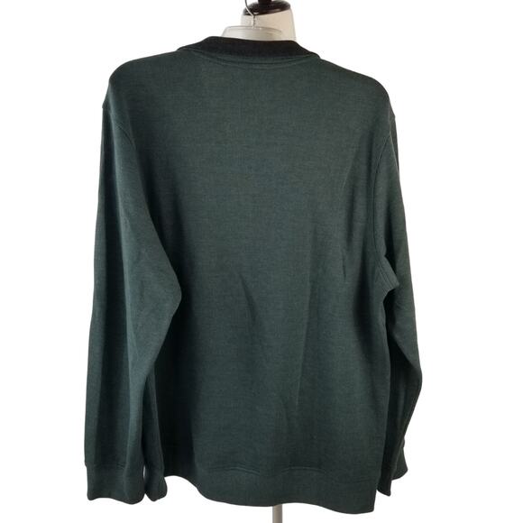 Van Heusen Green Gray 1/4 Zip Knit Men's Pull Over Knit Sweater Large - Picture 2 of 4